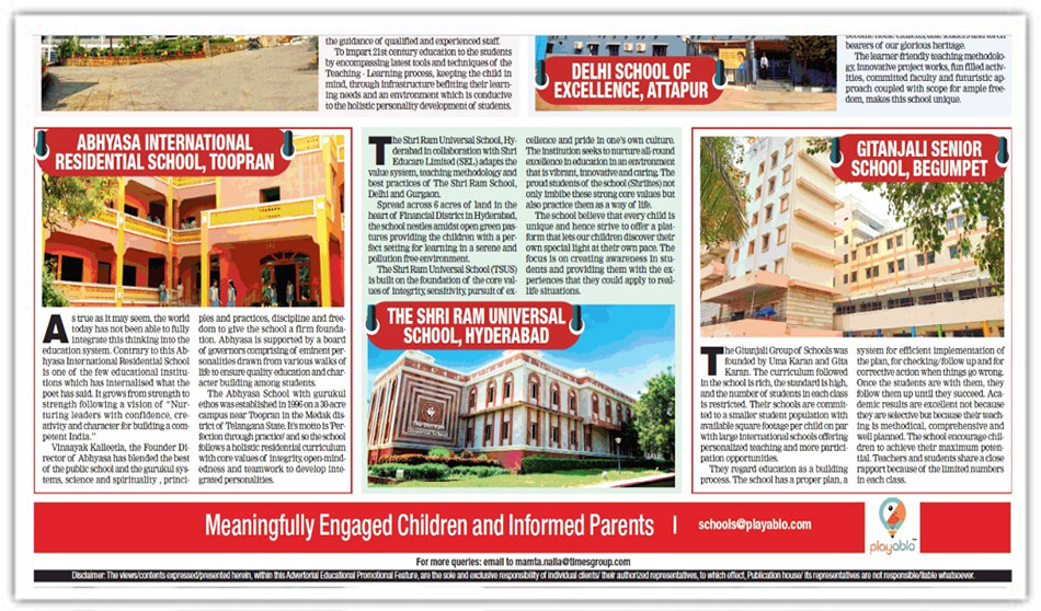 Abhyasa International Retains the No. 1 position in ToI Rankings 2018.